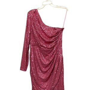 #3712 Fashion Nove Pink sequin one shoulder dress size 1X